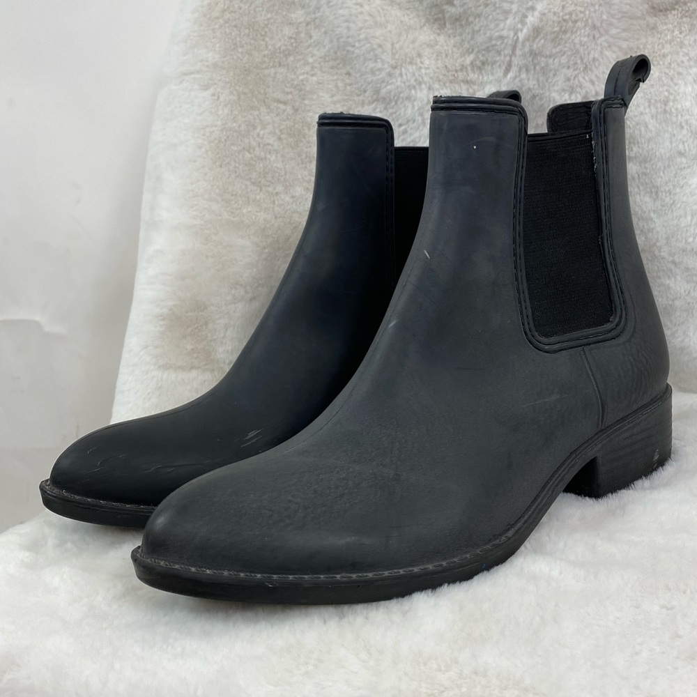 JEFFREY CAMPBELL HAVANA LAST BLACK RUBBER CHELSEA BOOTS SIZE 9